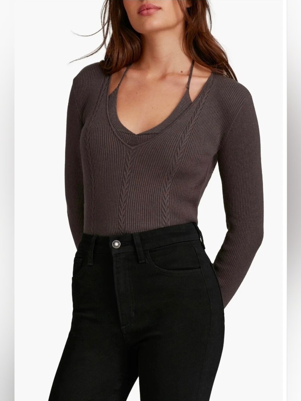 Favorite Daughter Take Me Somewhere Sweater in Taupe /Moody Gray-Browns Size XS